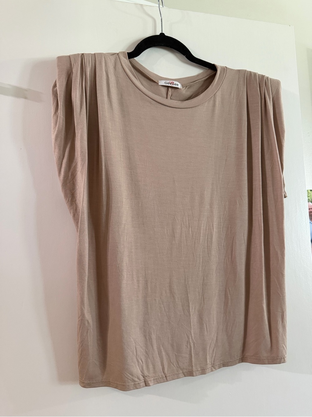 GeeGee gorgeous Beige Pleated Shoulder Tee